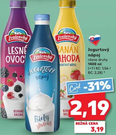 Zvolenský Jogurtový nápoj Lesné ovocie Banán Jahoda