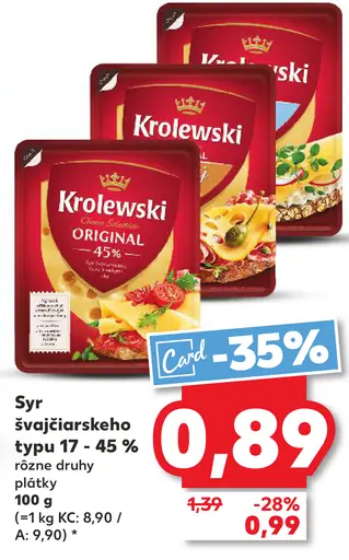 Krolewski Syr švajčiarskeho typu 17 - 45%