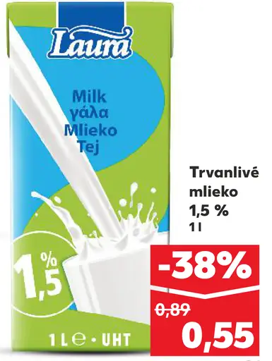 Trvanlivé mlieko 1,5 %