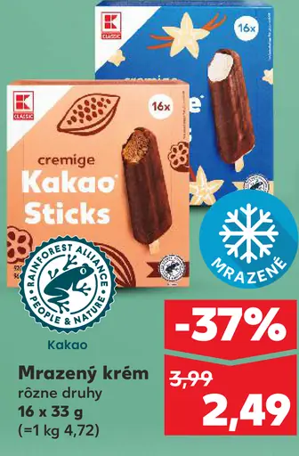 K-Classic Kakaové Sticks Mrazený krém