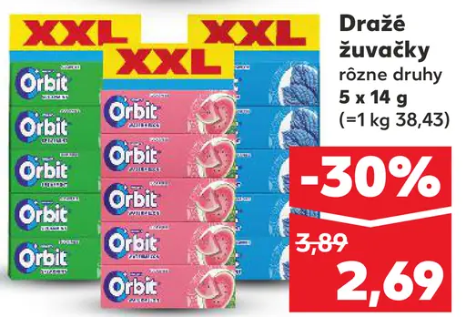 XXL Dražé žuvačky Orbit