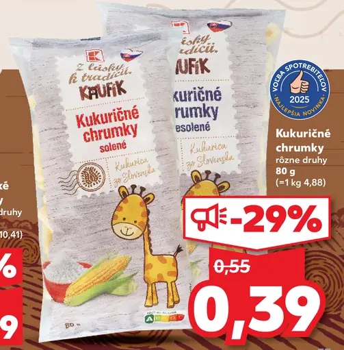 K-Classic Kukuričné chrumky solené nesolené