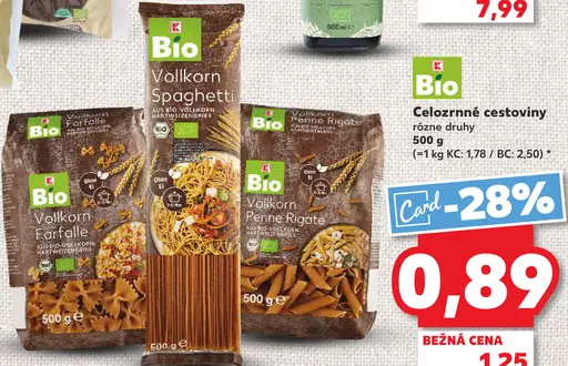 Bio Celozrnné cestoviny