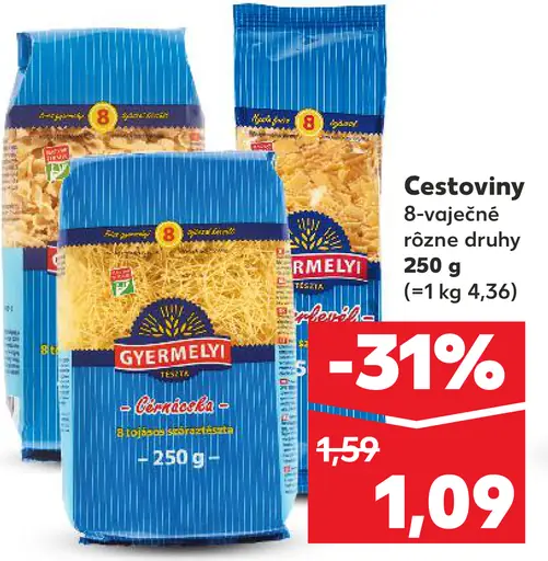 Cestoviny 8-vaječné rôzne druhy