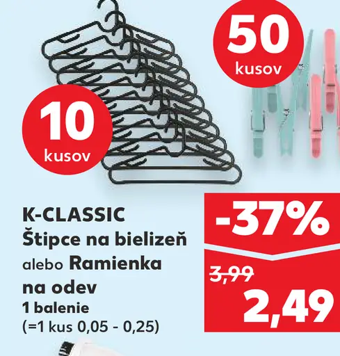 K-CLASSIC Štipce na bielizeň alebo Ramienka na odev