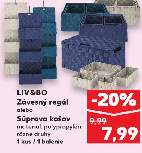 LIV&B0 Závesný regál alebo Súprava košov