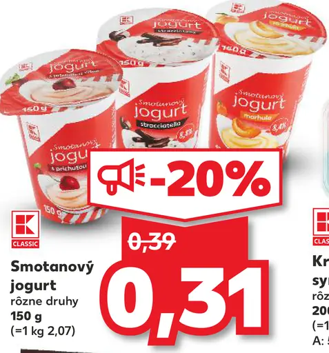 K-Classic Smotanový jogurt rôzne druhy