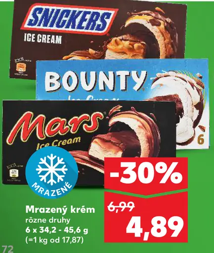 Snickers, Bounty, Mars Mrazený krém