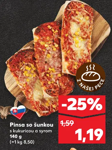 Pinsa so šunkou s kukuricou a syrom
