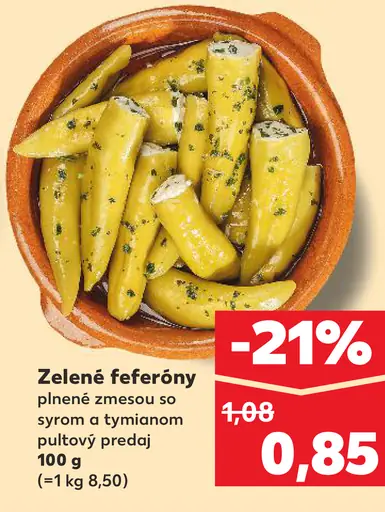 Zelené feferóny plnené zmesou so syrom a tymiánom