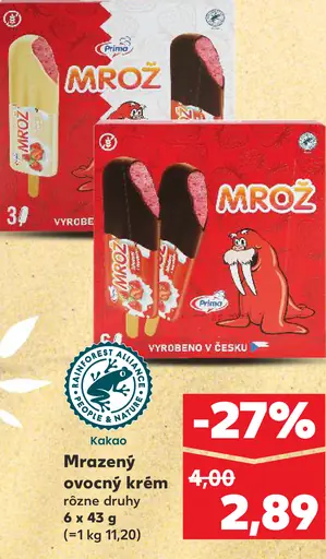 Mrož Mrazený ovocný krém