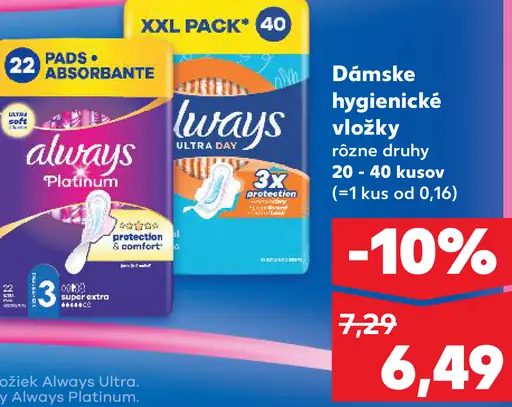 Always Platinum dámske hygienické vložky