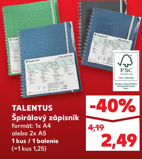 TALENTUS Špirálový zápisník