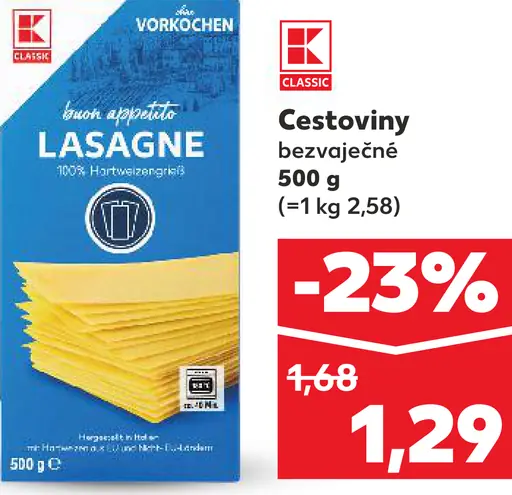 K-Classic Cestoviny bezvaječné