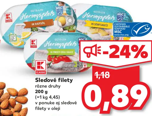 K-Classic Sledové filety rôzne druhy