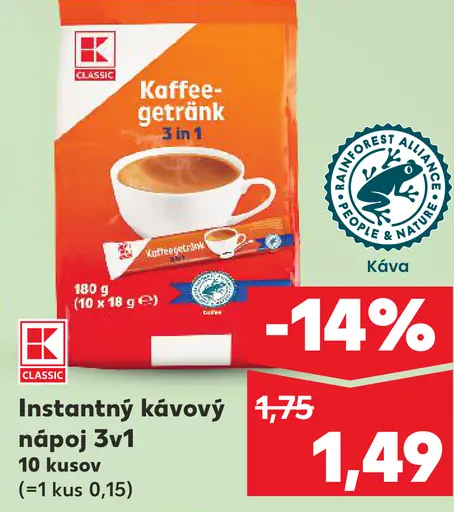 K-Classic instantný kávový nápoj 3v1