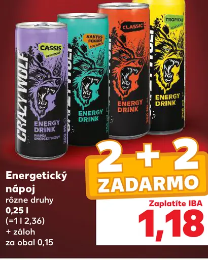 Energetický nápoj rôzne druhy