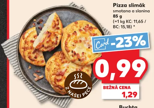Pizza slimák smotana a slanina