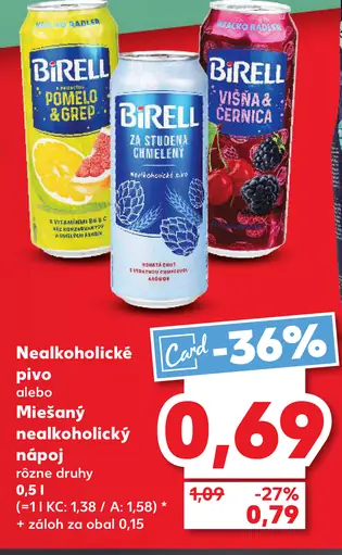 Birell Svetlý nealkoholické pivo plechovka