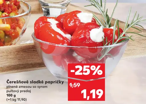 Čerešňové sladké papričky plnené zmesou so syrom