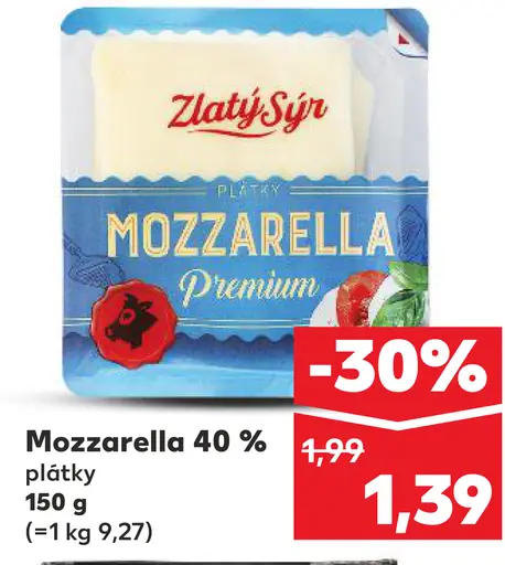 Zlatý Sýr Mozzarella 40%