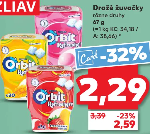 Orbit Refreshers Draže žuvačky