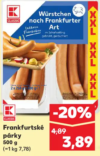 K-Classic Frankfurtské párky