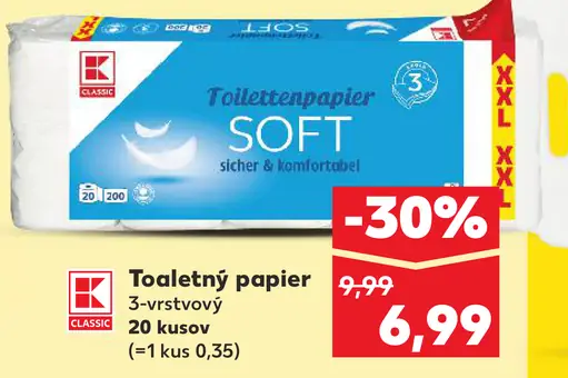 K-Classic Toaletný papier 3-vrstvový