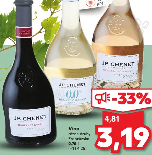 JP. Chenet Vino rôzne druhy Francúzsko