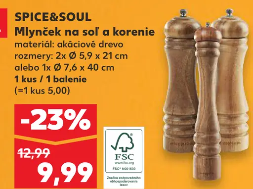 Spice&Soul Mlynček na soľ a korenie