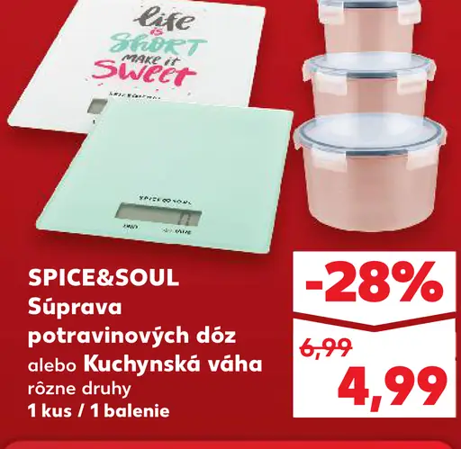 SPICE&SOUL Súprava potravinových dóz alebo Kuchynská váha