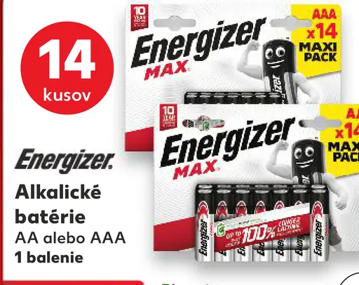 Energizer Max Alkine Batérie AA alebo AAA