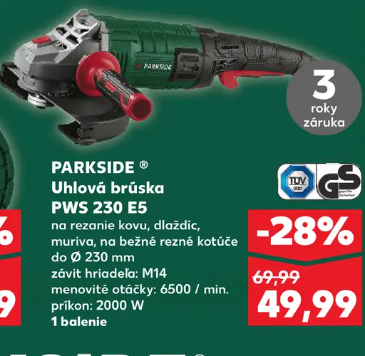 Parkside Uhlová brúska PWS 230 E5