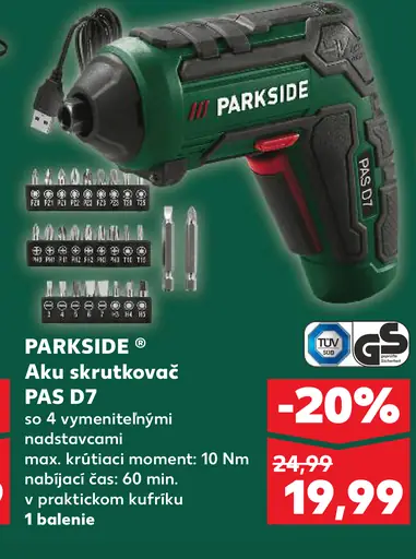 Parkside Aku skrutkovač PAS D7