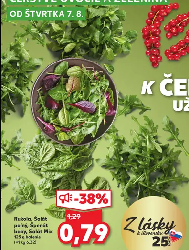 Rukola, Šalát poľný, Špenát baby, Šalát Mix