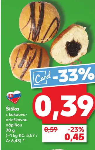 Šiška s kakaovo-orieškovou náplňou