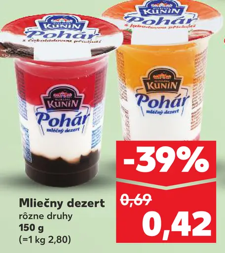 Pohár Mliečny dezert