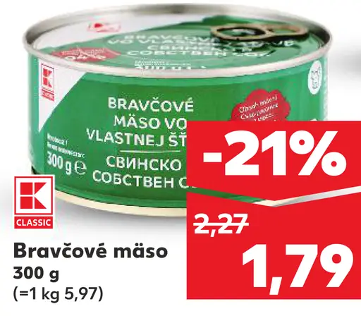 K-Classic Bravčové mäso krájané