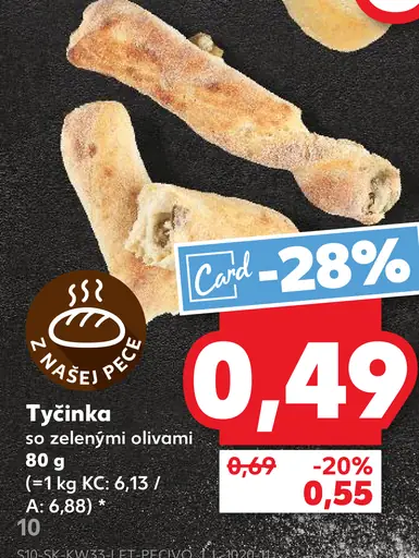 Tyčinka so zelenými olivami