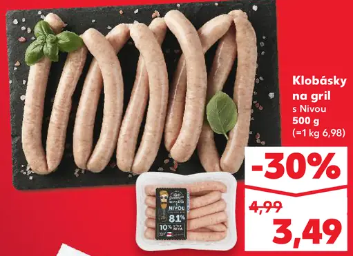 Klobásky na gril s Nivou