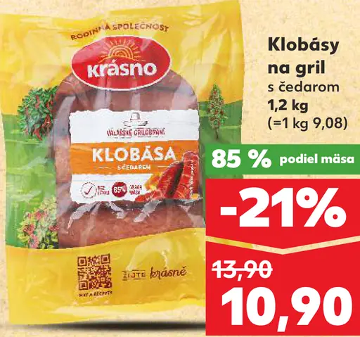 Krásno Klobásy na gril s čedarom
