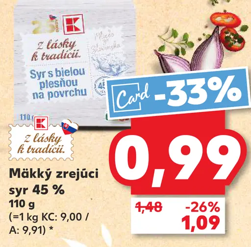 Z lásky k tradíciám Mäkký zrejúci syr 45%