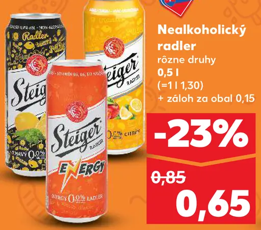 Steiger nealkoholický radler plechovka