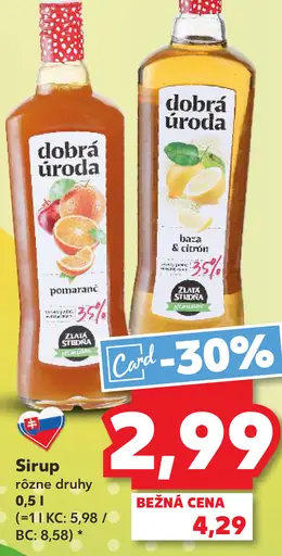Dobrá úroda Sirup pomaranč/baza & citrón