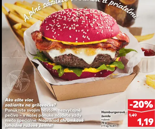 Hamburgerová žemla ružová