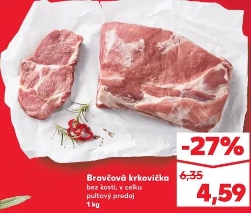 Bravčová krkovička bez kosti, pultový predaj