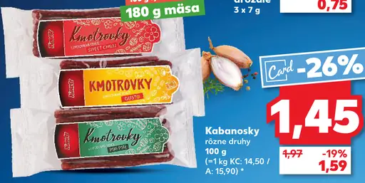 Kmotrovky Kabanosky rôzne druhy