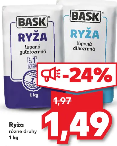 Bask ryža lúpaná glutánová rôzne druhy
