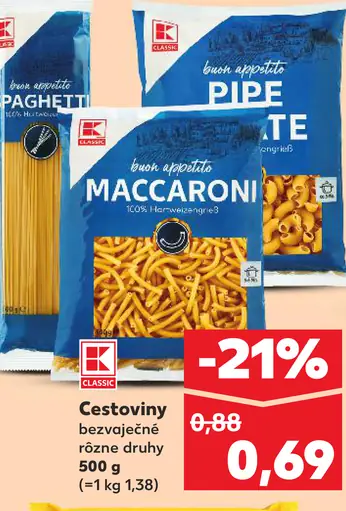 K-Classic Cestoviny bezvaječné rôzne druhy