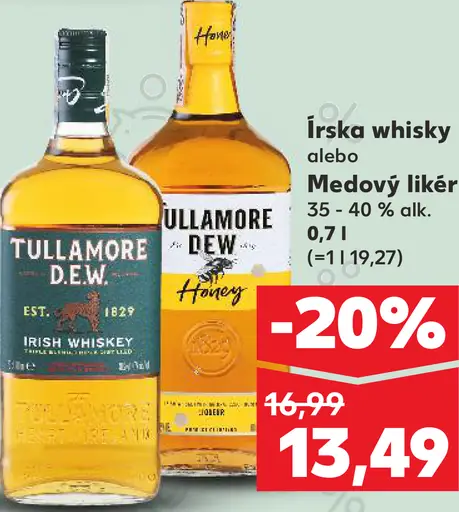 Tullamore D.E.W. Írska whisky alebo Medový likér